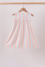 Seashell Stripe Embroidered Dress