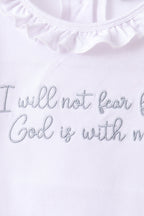 Blue Faith Quote Embroidered Ruffle Shorts Set