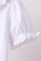 Blue Faith Quote Embroidered Ruffle Shorts Set