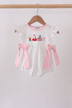 Pink Pencil ABC embroidery dot bubble