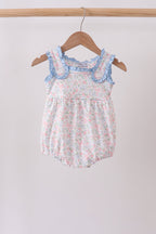 Blue Floral Print Ruffle Bubble