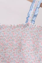 Blue Floral Smocked Mom Tiered Dress