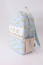Blue hunting dog embroidery backpack