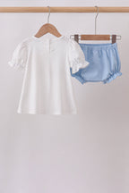 Blue Carousel Embroidered Bloomer Set