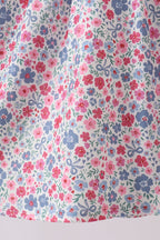 Blue Floral Smocked Ruffle Dress