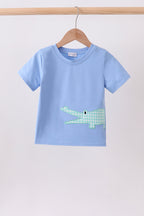 Blue Crocodile Applique Top