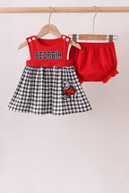 Red Georgia Applique Gingham Bloomer Set