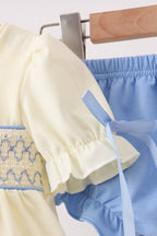 Cream smocked bloomer set