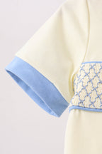 Cream smocked pants set
