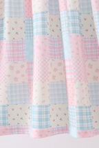 Checkered Floral Smocked Dress