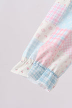 Checkered Floral Smocked Dress