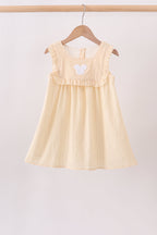 Oatmeal character french knot ruffle dress