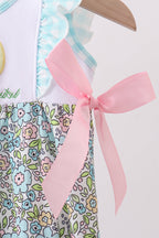 Mint Chicken Applique Ruffle Bubble