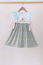 Mint Chicken Applique Ruffle Dress