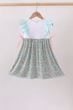 Mint Chicken Applique Ruffle Dress