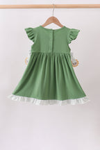 Green Sunflower Applique Ruffle Dress