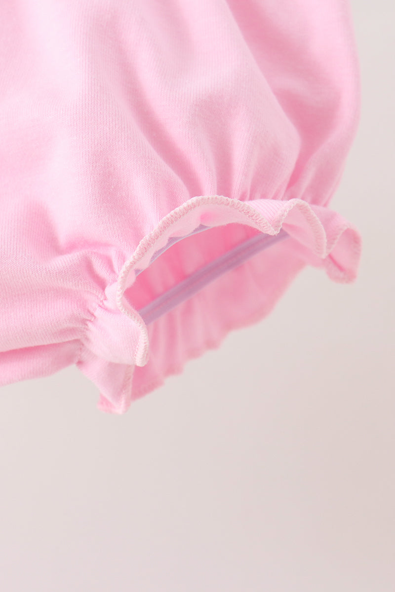 Pink Prayer Embroidery Ruffle Bloomer Set