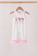Pink Prayer Embroidery Ruffle Romper