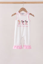 Pink Prayer Embroidery Ruffle Romper