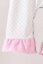 Pink Prayer Embroidery Ruffle Romper