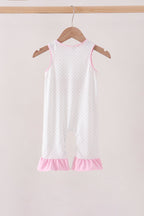 Pink Prayer Embroidery Ruffle Romper