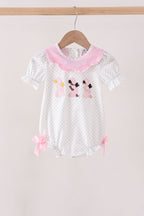Pink Prayer Embroidery Ruffle Bubble