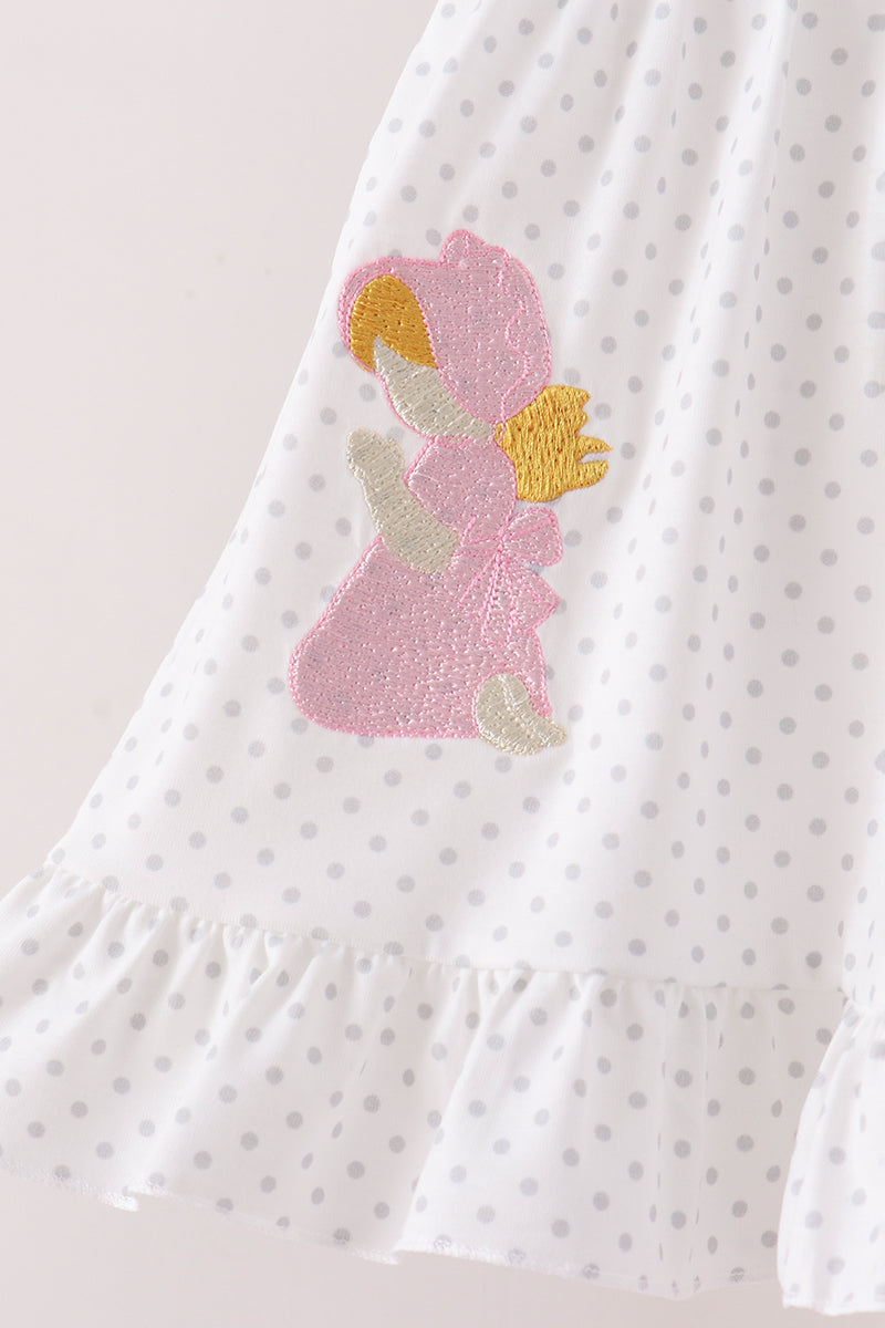 Pink Prayer Embroidery Ruffle Pants Set