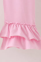 Pink Prayer Embroidery Ruffle Pants Set