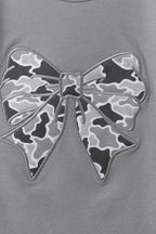 Grey Camouflage Bow Embroidery Ruffle Skorts Set