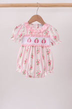 Pink Pumpkin Embroidery Floral Ruffle Bubble