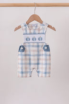 Blue Pumpkin Embroidery Gingham Bubble