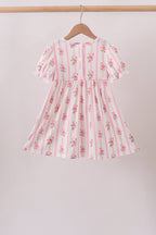 Pink Pumpkin Embroidery Ruffle Dress