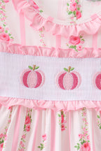 Pink Pumpkin Embroidery Ruffle Dress
