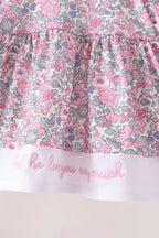 Pink Floral Embroidery Bloomer Set