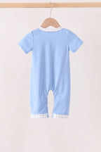 Blue Embroidery Romper