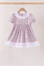 Pink Floral Embroidery Ruffle Dress