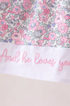 Pink Floral Embroidery Ruffle Dress