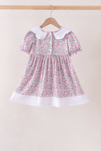 Pink Floral Embroidery Ruffle Dress