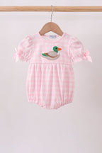 Pink Mallard Applique Gingham Bubble