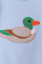 Blue Mallard Applique Gingham Pants Set