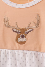 Beige Deer Embroidery Bubble