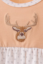 Beige Deer Embroidery Bloomer Set