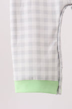 Green Hocus pocus french knot gingham romper