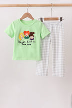 Green Hocus pocus french knot pants set