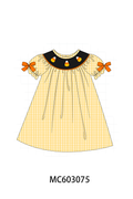 Mustard Candy Embroidery Gingham Dress