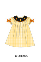 Mustard Candy Embroidery Gingham Dress