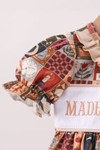 Brown Made to Worship Embroidery Bloomer Set