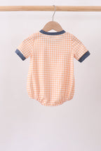 Orange Pumpkin Embroidery Gingham Bubble