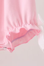 Pink Pumpkin Bow Embroidery Ruffle Bubble
