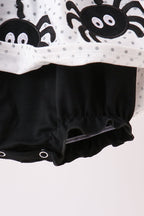 Black Spider Embroidery Ruffle Bubble